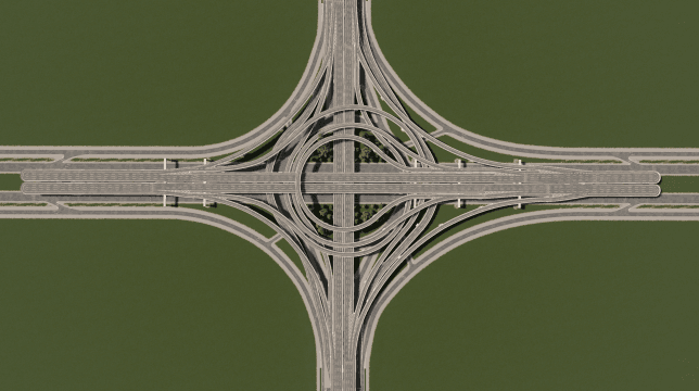 四向涡轮立交 Four-directional interchange — Cities: Skylines Steam Workshop preview image