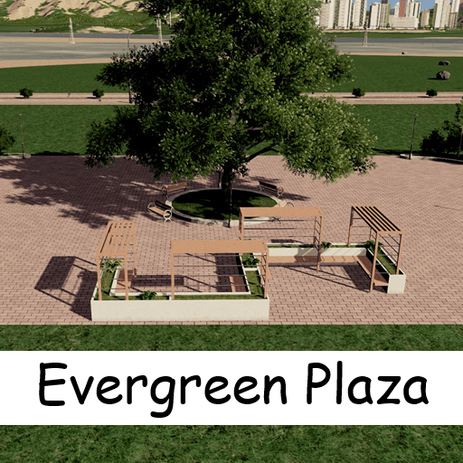 Evergreen Tree Plaza (2 sizes) — Cities: Skylines Steam Workshop preview image