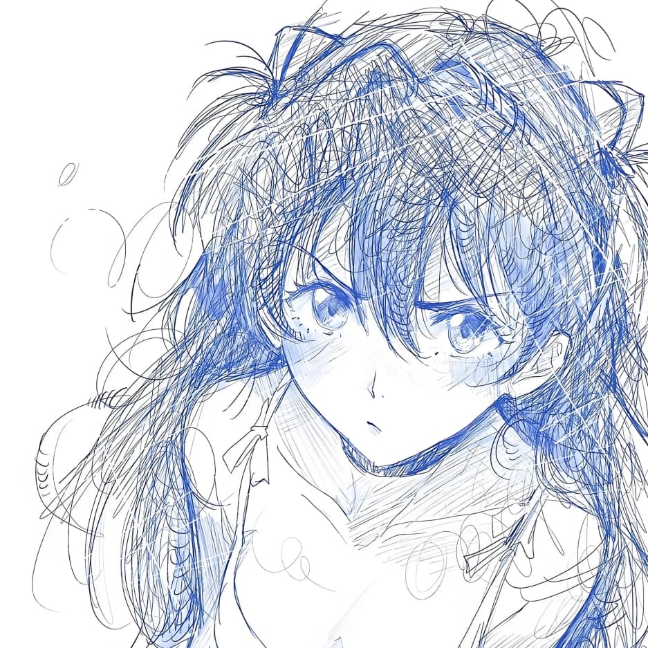 Asuka Blue 明日香蓝色线稿 — Wallpaper Engine Steam Workshop preview image