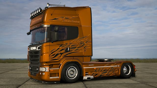 Scania Black Amber paint scheme for JUseeTV PGR Scania — Euro Truck Simulator 2 Workshop preview
