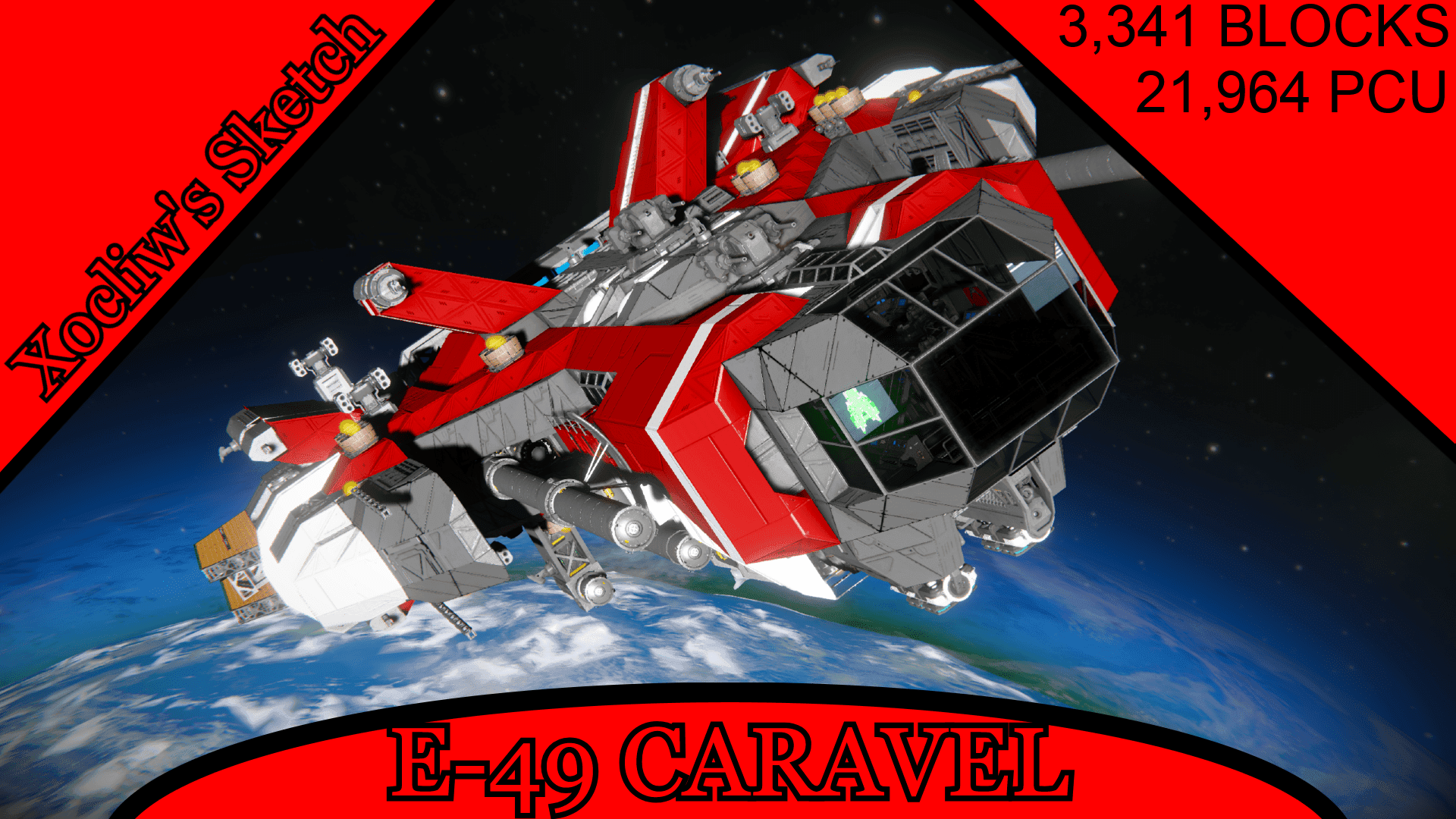 Red team E-49 Caravel Frigate | Xocliw's Sketch — Space Engineers Workshop preview