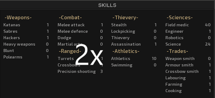 Upgrade stats 2 times faster — Kenshi Workshop preview