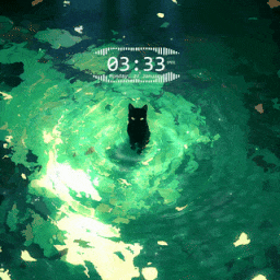 Lonely Cat: Audio visualizer , Clock , Chill , Multi language — Wallpaper Engine Workshop preview