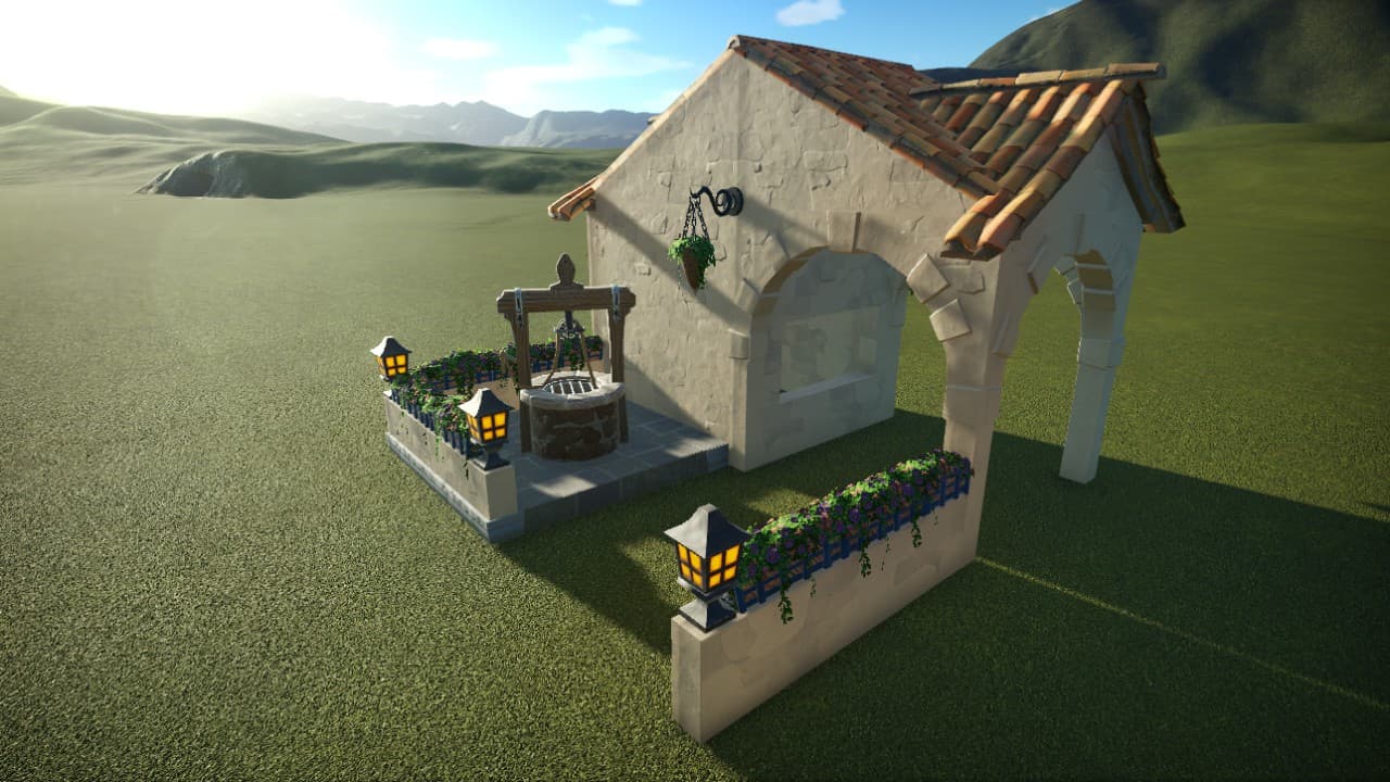 Caribbean style small shop (T-shaped road) (empty shop) — Planet Coaster Workshop preview