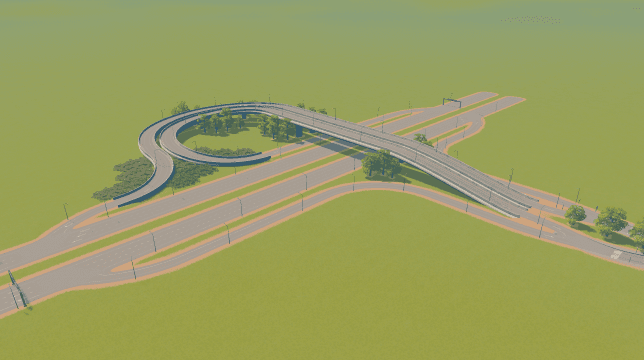 3-branch interchange トランペット型インターチェンジ — Cities: Skylines Steam Workshop preview image