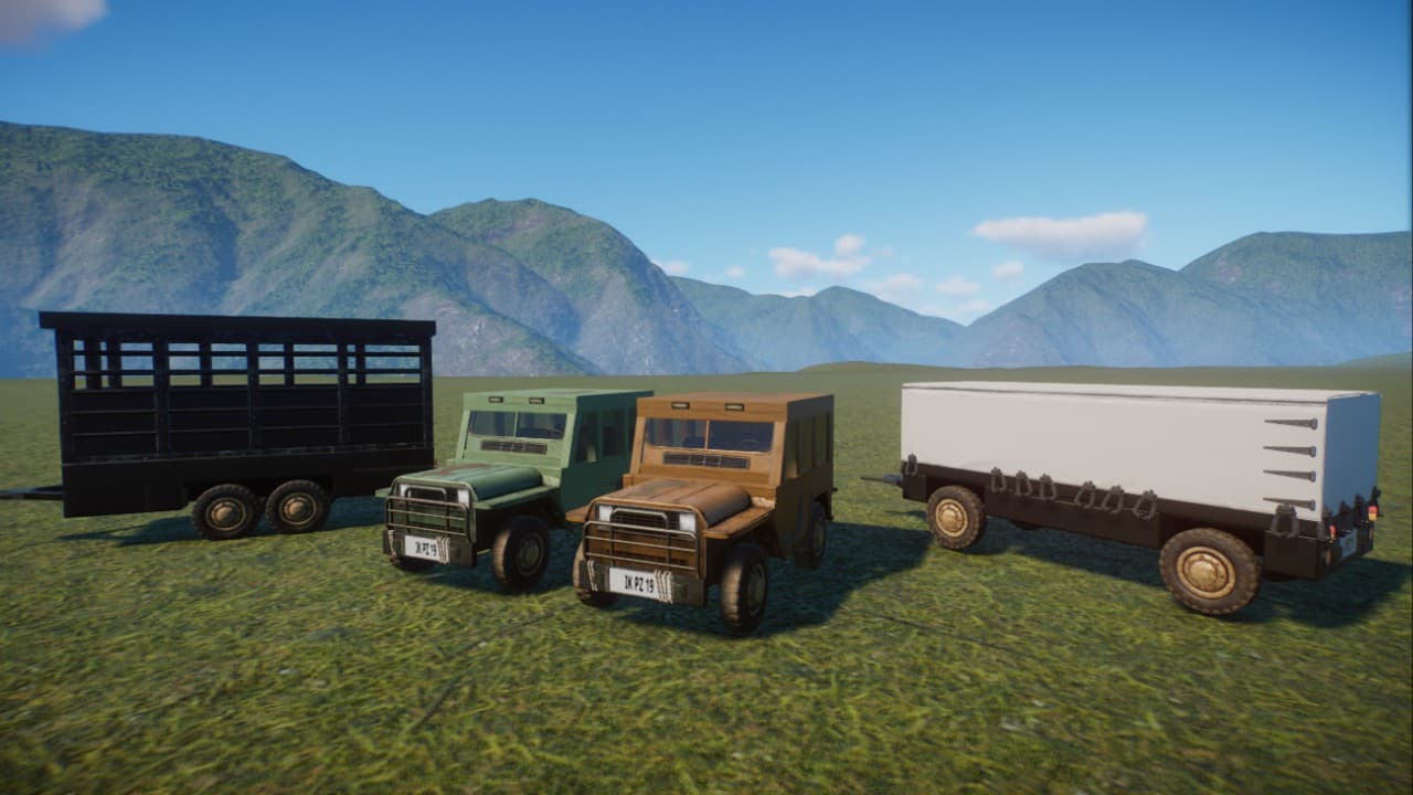 2 off-road vehicles with trailers, 2 Geländewagen mit Anhängern — Planet Zoo Steam Workshop preview image