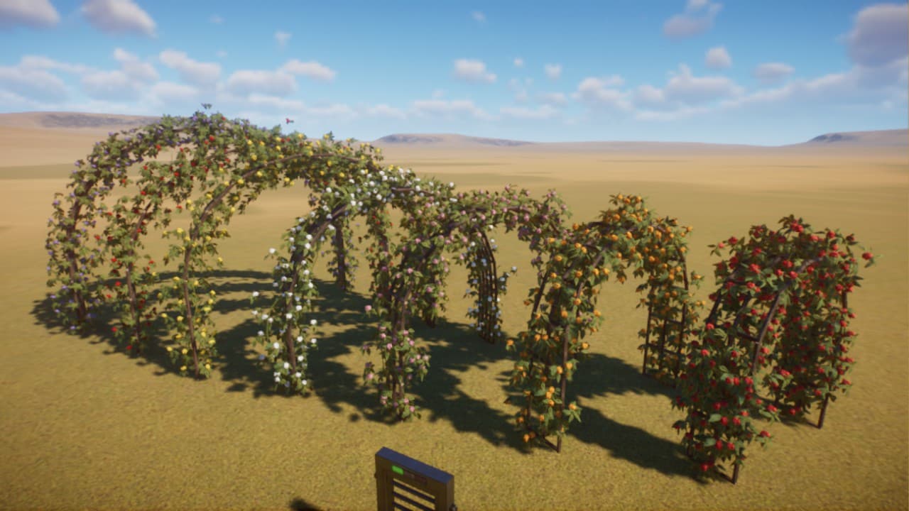 Rose pathway arches — Planet Zoo Workshop preview