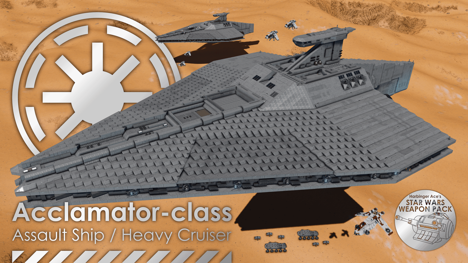 Acclamator-class Assault Ship (2 Mods + DLC) — Space Engineers Steam Workshop preview image