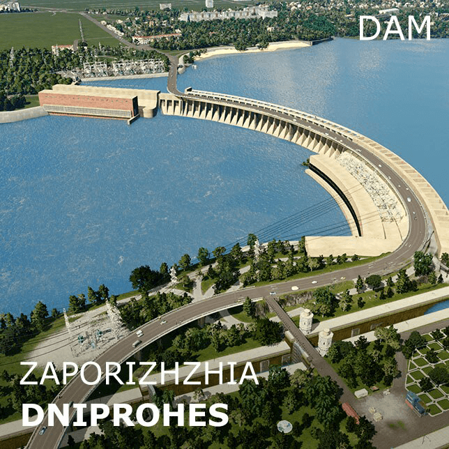 Dnieper Hydroelectric Station (DniproHES), Zaporizhzhia, Ukraine — Cities: Skylines Workshop preview