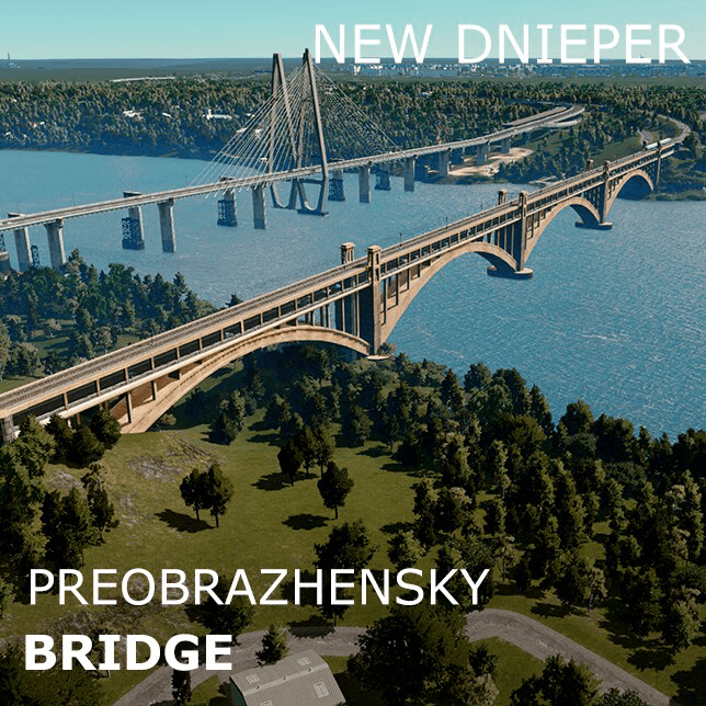 Preobrazhensky Bridge (New Dnieper), Zaporizhzhia, Ukraine — Cities: Skylines Workshop preview