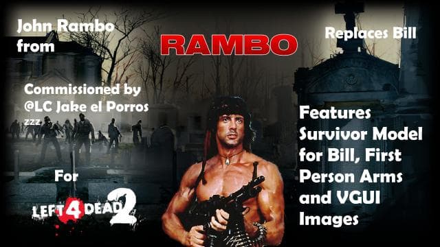 John Rambo Replaces Bill — Left 4 Dead 2 Steam Workshop preview image