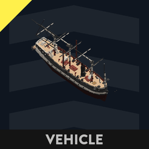 Steam powered Warship with rowboat and heavy weapons — Stormworks: Build and Rescue Steam Workshop preview image