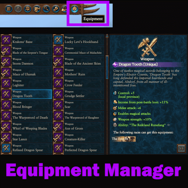 Equipment Manager — Total War: WARHAMMER III Steam Workshop preview image