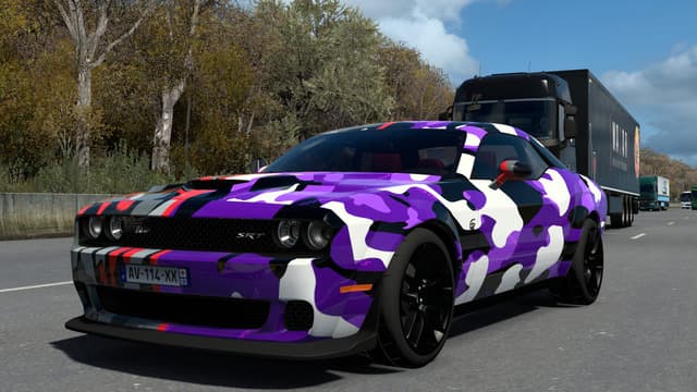 Dodge Challenger SRT Hellcat Widebody skin Two Camo — Euro Truck Simulator 2 Workshop preview