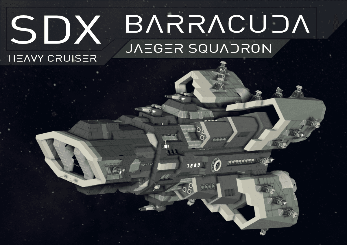 [SDX - JGSQ] Barracuda V2.0A - Heavy Cruiser (Carbon ver.) — Space Engineers Workshop preview