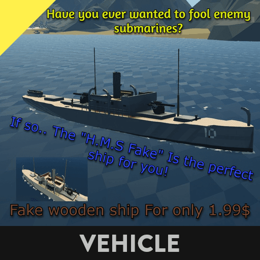 Fake wooden ship "S.S Fake" Movable prop ship with working guns [Can also be used as a target ship] — Stormworks: Build and Rescue Steam Workshop preview image