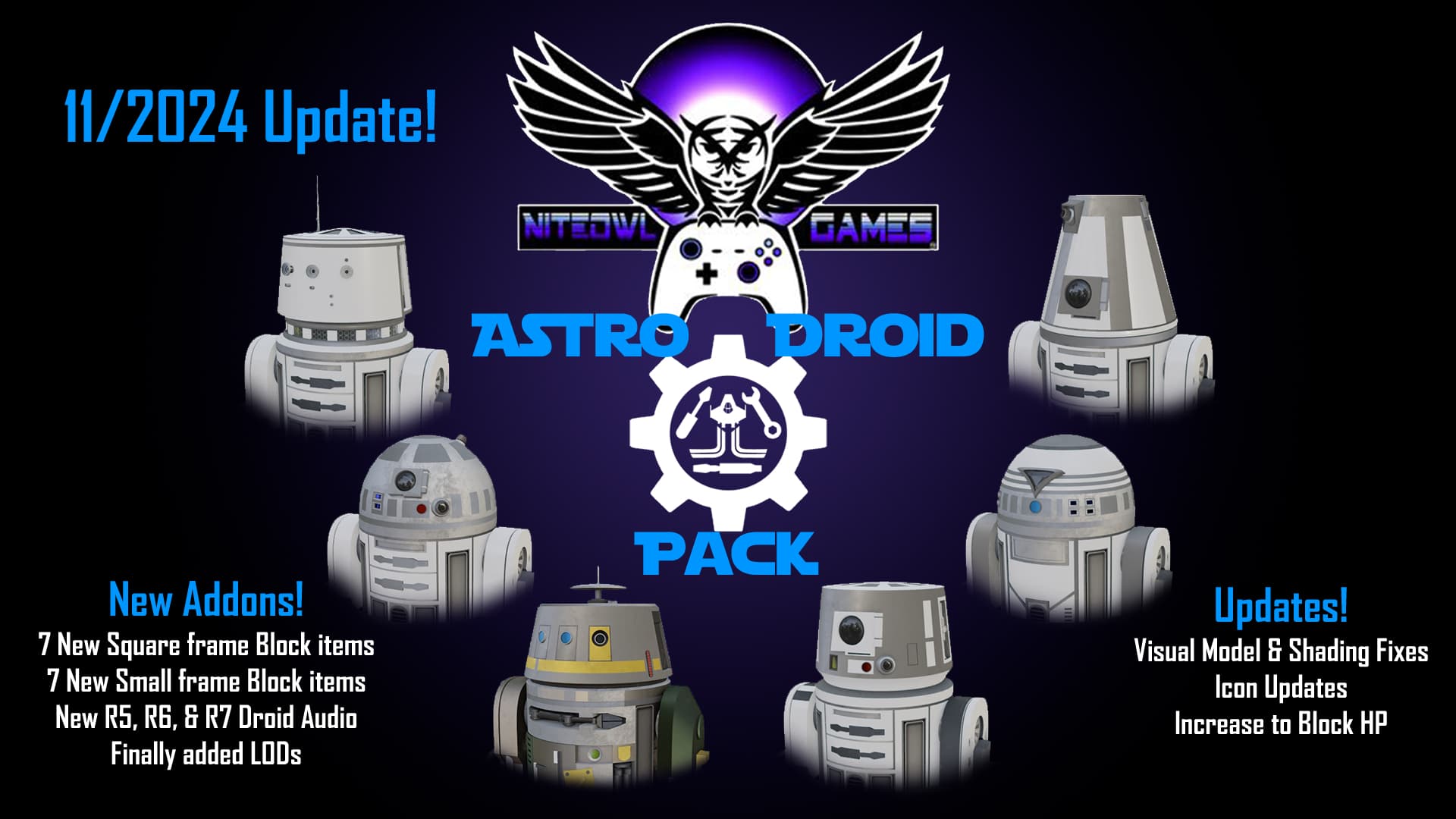 NiteOwl Astro Droids — Space Engineers Workshop preview