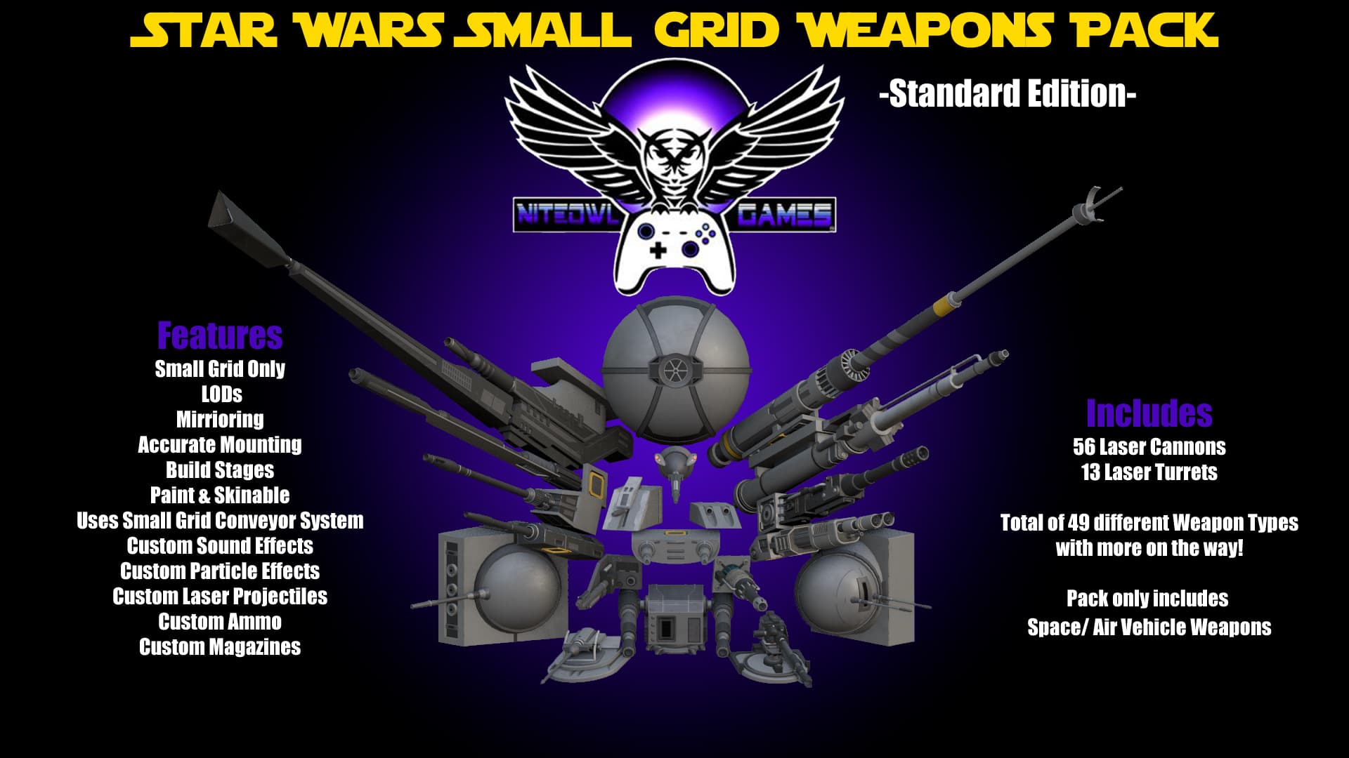 NiteOwl Star Wars Small Grid Weapons Pack SD — Space Engineers Steam Workshop preview image