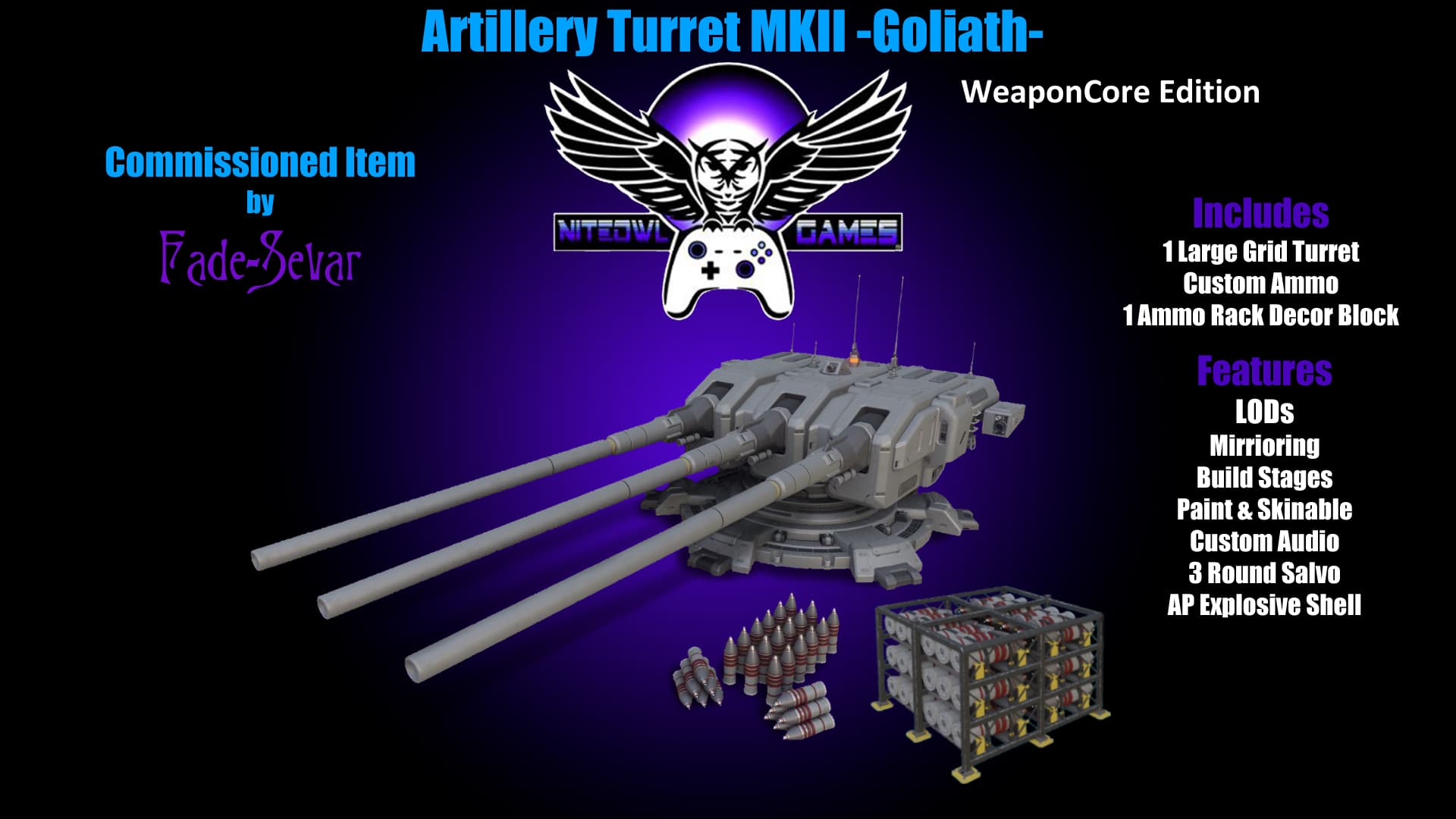 Artillery MKII Turret WeaponCore Edition — Space Engineers Steam Workshop preview image