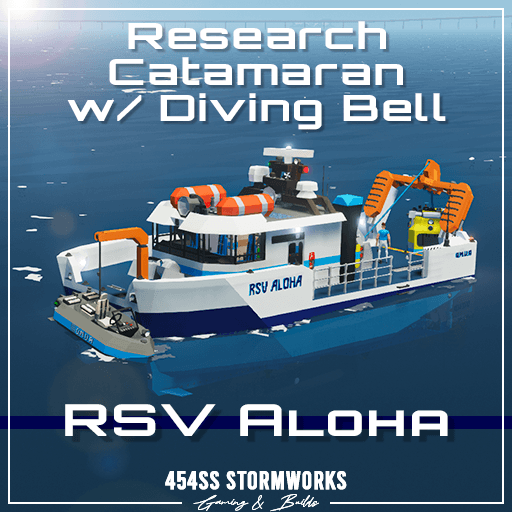 R.S.V. Aloha (Research Catamaran w/ Diving Bell + RHIB) — Stormworks: Build and Rescue Steam Workshop preview image