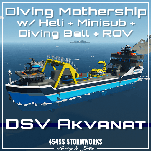 D.S.V. Akvanat (Advanced Diving Support Vessel) w/ Diving Bell + 2x Minisubs + ROV + Heli — Stormworks: Build and Rescue Steam Workshop preview image