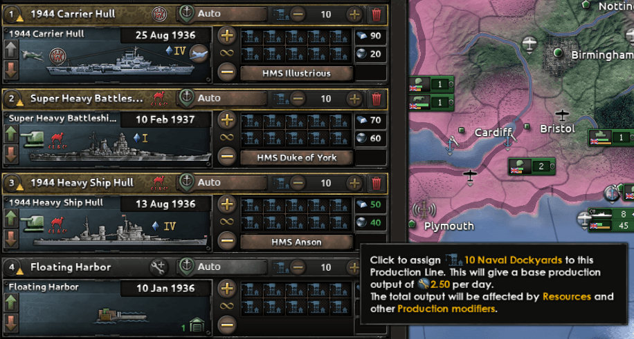 Higher shipyard capacity for building capital ships — Hearts of Iron IV Workshop preview