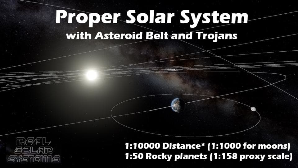 Proper Solar System with Asteroid Belt, Trojans (Real Solar Systems World) — Space Engineers Workshop preview