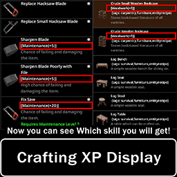 Crafting XP Display — Project Zomboid Steam Workshop preview image
