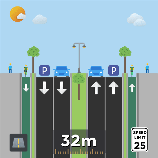 Road w Parking (S) and Bike — Cities: Skylines Workshop preview