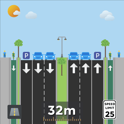 Arterial Road w Parking and Bike — Cities: Skylines Workshop preview
