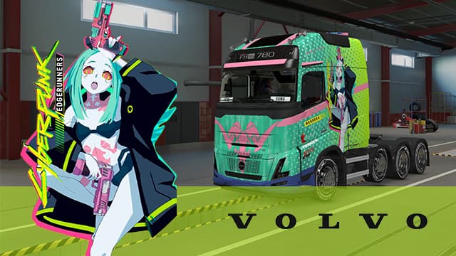 サイバーパンク：エッジランナーズ レベッカ 赛博朋克 边缘行者 丽贝卡 Volvo FH6 & Box Trailer(STD) — Euro Truck Simulator 2 Workshop preview
