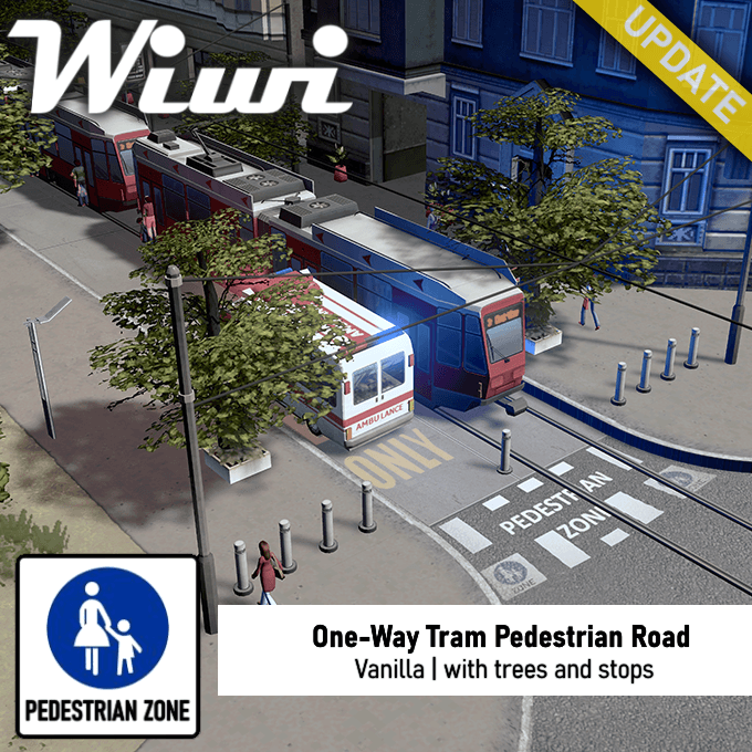 One-Way Tram Road (Pedestrian Area) — Cities: Skylines Steam Workshop preview image