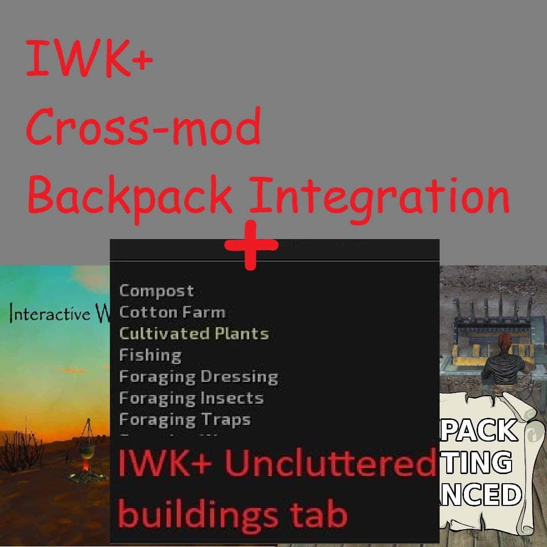 Uncluttered buildings tab - IWK+ Cross-mod Backpacks Integration — Kenshi Steam Workshop preview image