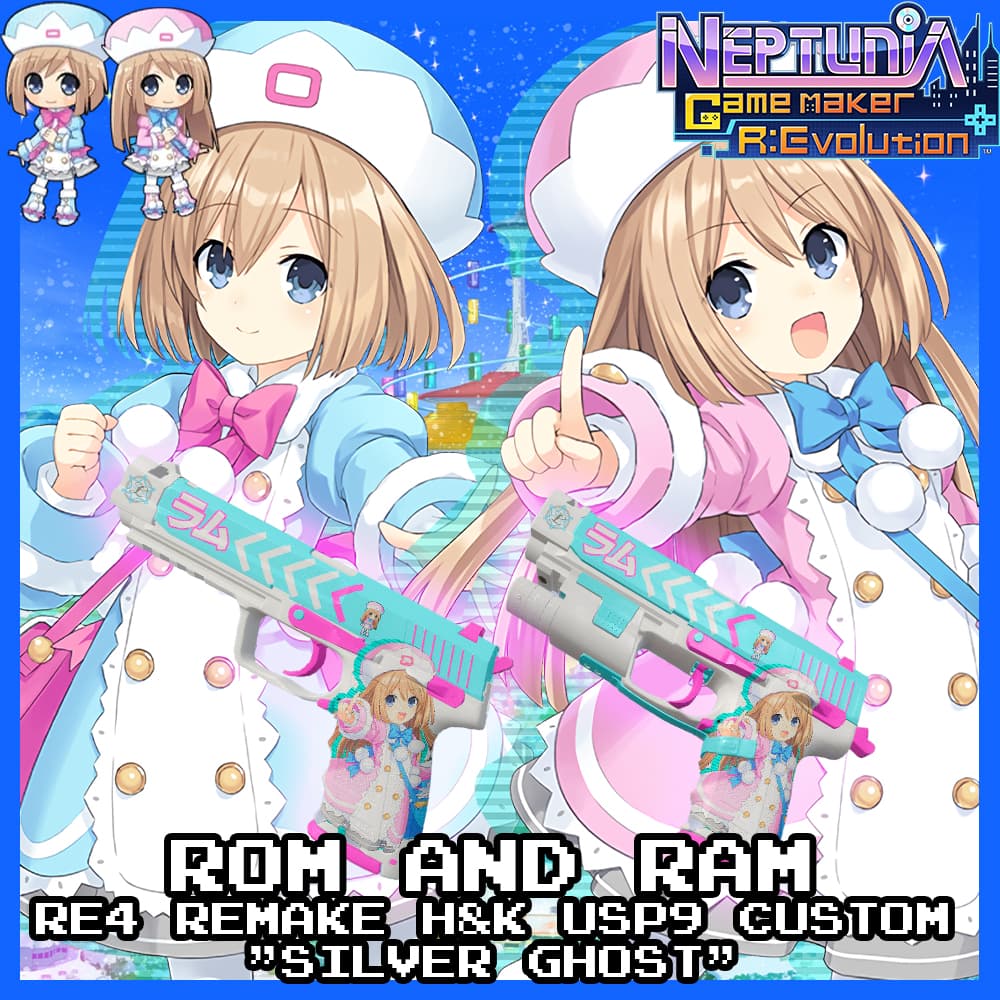 Rom and Ram (Hyperdimension Neptunia) - RE4 Remake H&K USP9 Custom "Silver Ghost" (9mm Pistols) — Left 4 Dead 2 Steam Workshop preview image