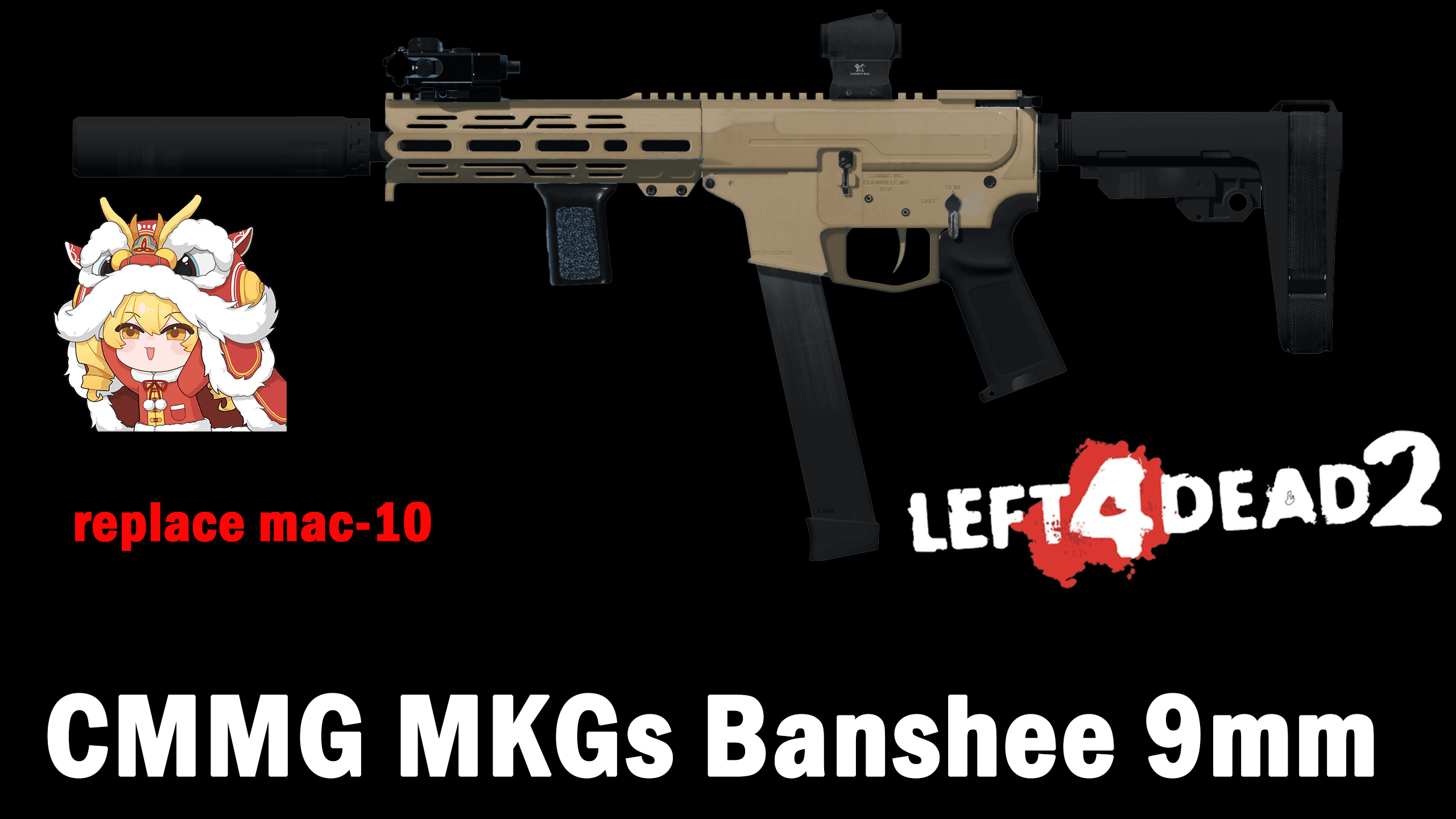 CMMG MKGs Banshee 9mm AR replace mac-10(version2) — Left 4 Dead 2 Steam Workshop preview image