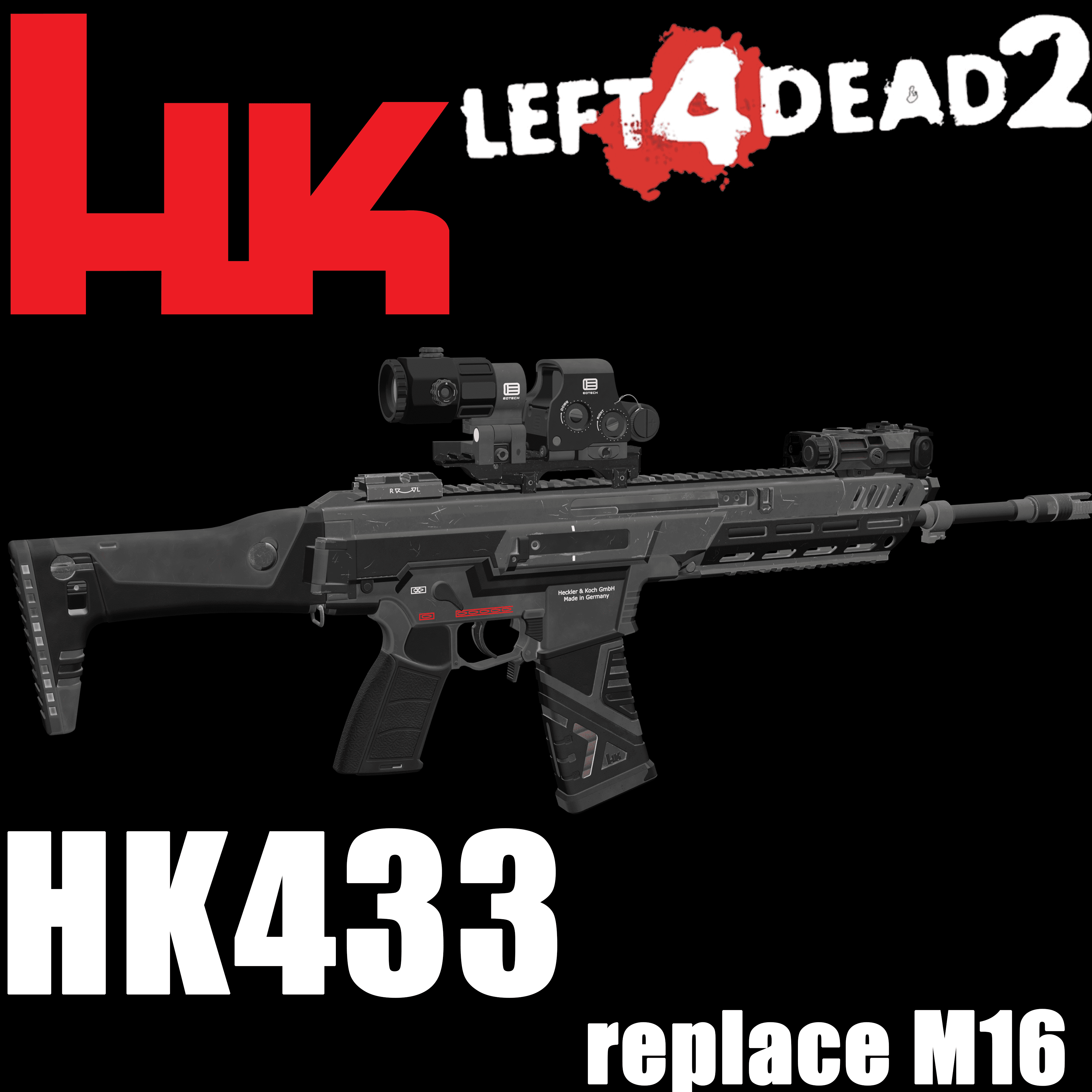 HK433 PDW replace M16 — Left 4 Dead 2 Steam Workshop preview image
