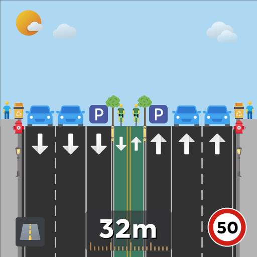 4-Lane road with Parking and Bike lanes — Cities: Skylines Workshop preview