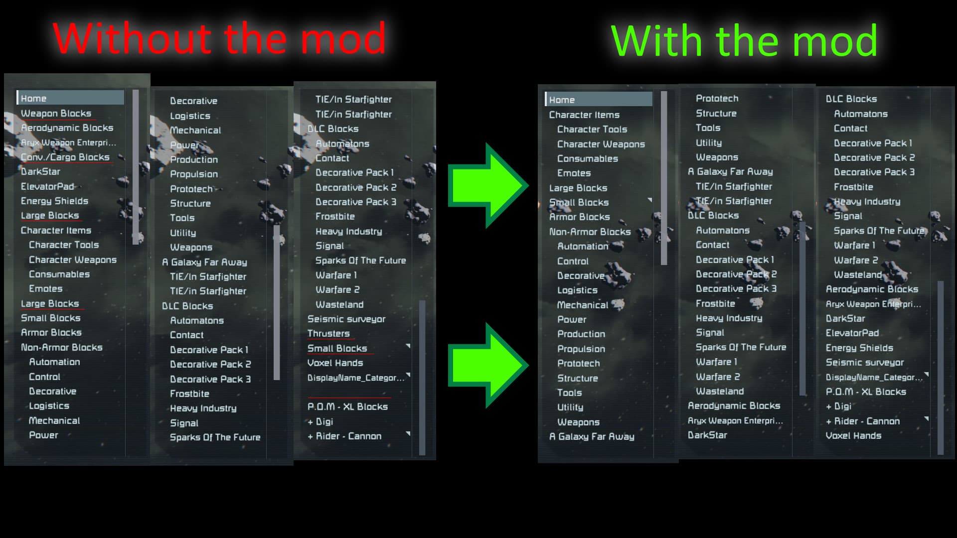 Transfer old block categories — Space Engineers Steam Workshop preview image