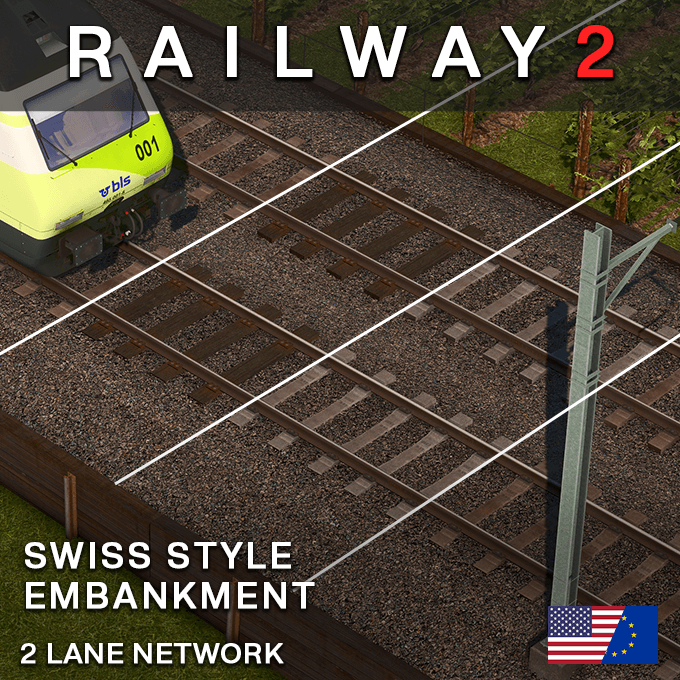 RAILWAY 2 - Swiss Wooden Embankments (2 Lane) — Cities: Skylines Steam Workshop preview image