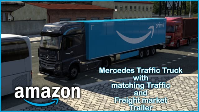Amazon Mercedes truck & trailer (Traffic) — Euro Truck Simulator 2 Steam Workshop preview image