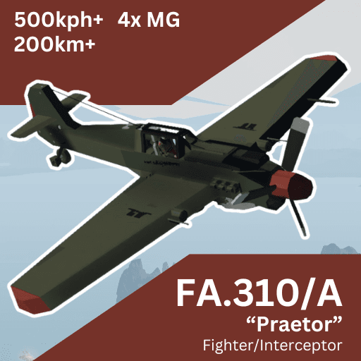 Foster Aeronautics FA.310/A "Praetor" Fighter | Nivalen Air Corps — Stormworks: Build and Rescue Steam Workshop preview image