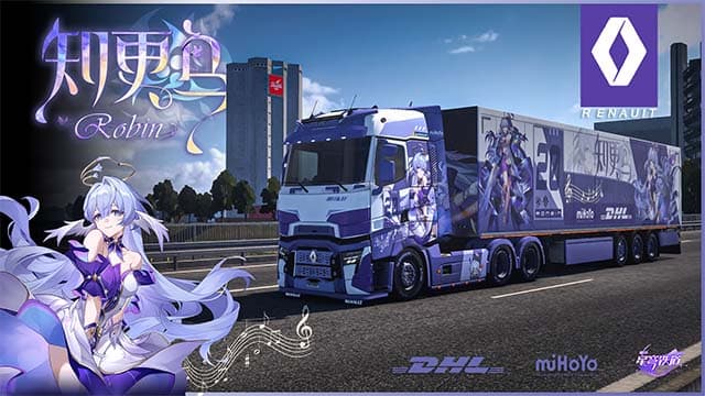 【星穹铁道】知更鸟 雷诺T 和挂车涂装Star Rail Robin paintjob for Renault T and trailer part — Euro Truck Simulator 2 Workshop preview