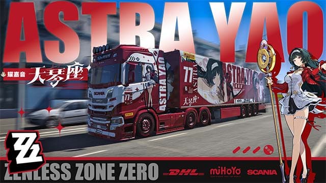【绝区零】 耀嘉音 斯堪尼亚 和挂车涂装Zenless Zone Zero Astra Yao paintjob for Scania and trailer part — Euro Truck Simulator 2 Workshop preview