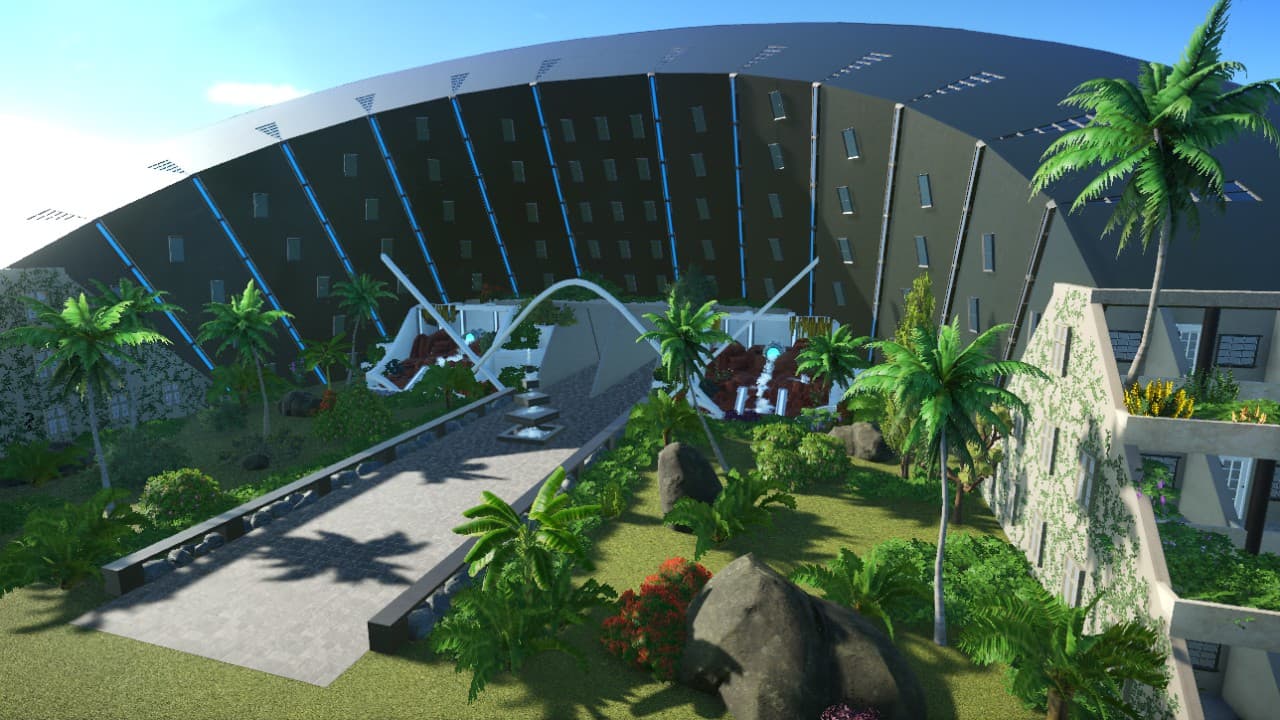Modern hotel style entrance — Planet Coaster Workshop preview