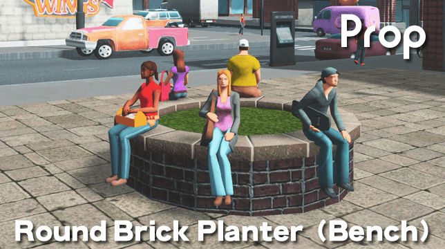 Round Brick Planter (Bench) prop — Cities: Skylines Steam Workshop preview image