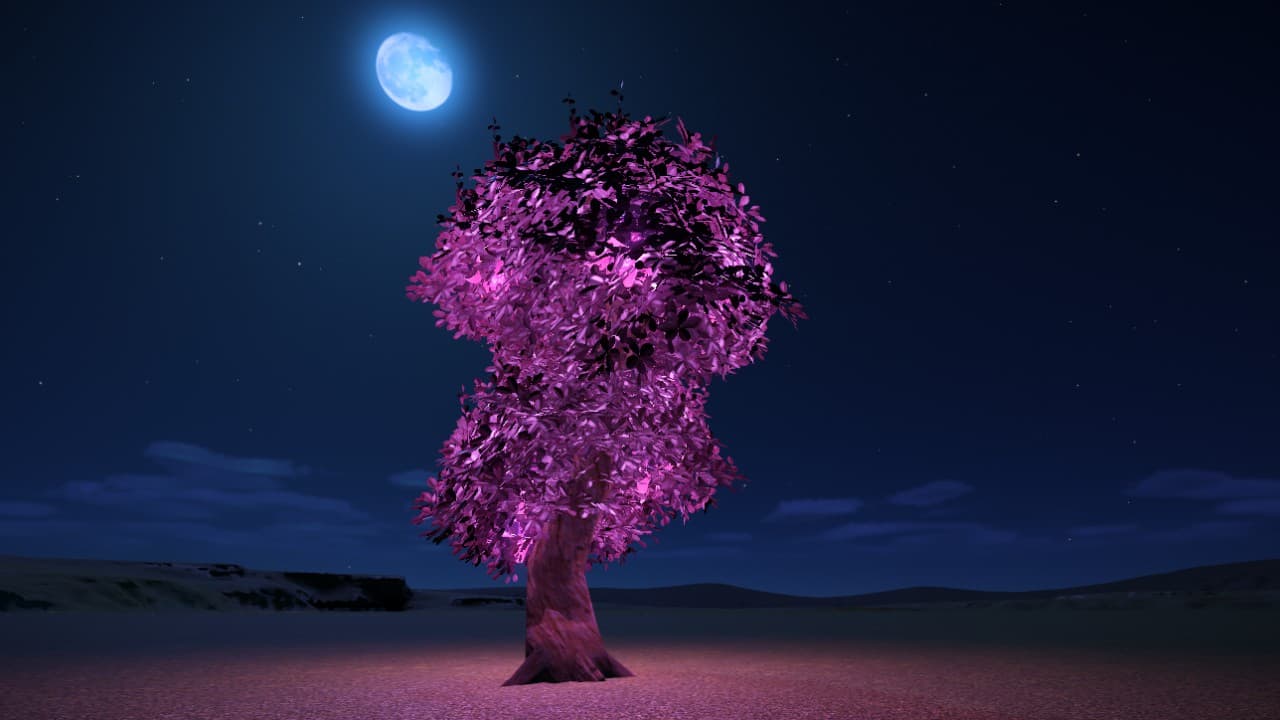 Pink glowing fairy tree — Planet Coaster Workshop preview