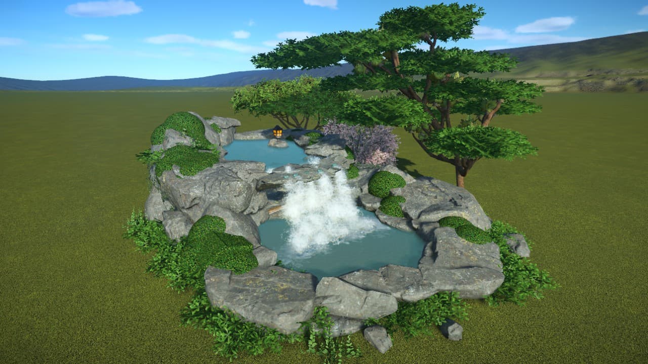 Japanese Garden Waterfall — Planet Coaster Workshop preview
