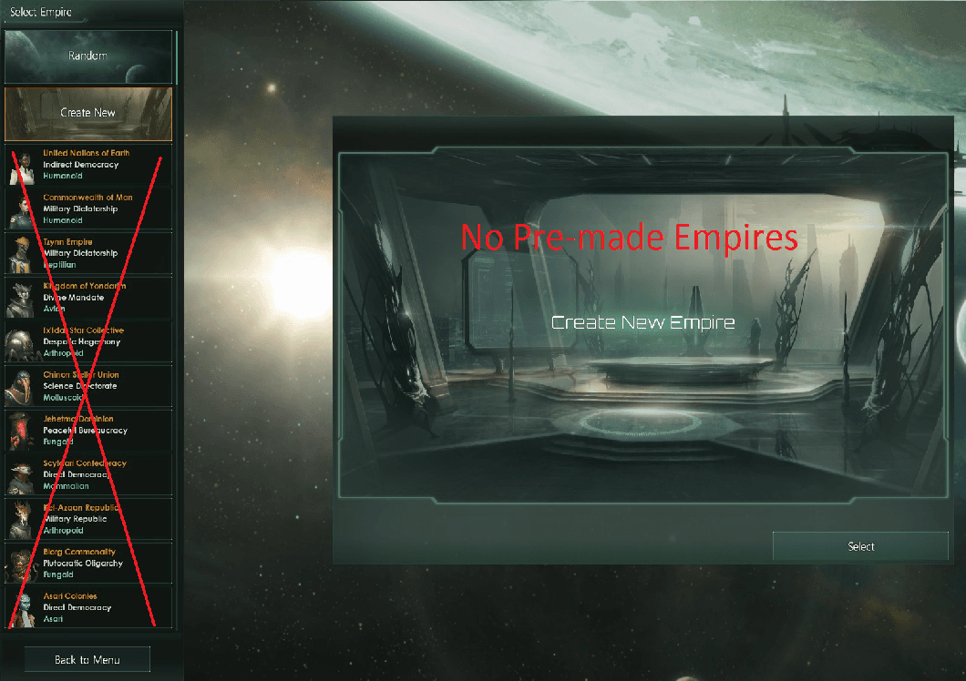 No Premade Empires Extended — Stellaris Steam Workshop preview image
